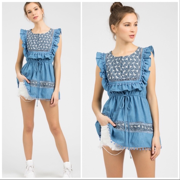 Savannah Chambray Boho Tunic - Picture 4 of 9